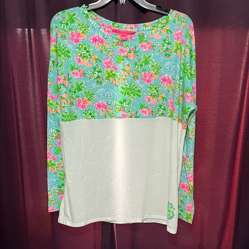 Lilly Pulitzer Floral Long Sleeve Top - Pink, Green, and Cream